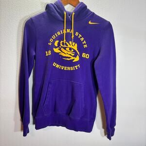 Nike LSU Tigers Hoodie Womens Medium Purple Gold Graphic Sweatshirt 1860 Sparkle
